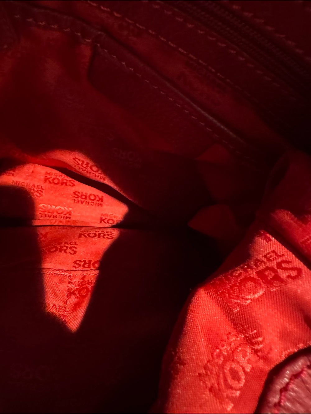 Michael Kors Red Leather Hobo with Gold Logo Accent - Picture 5 of 7